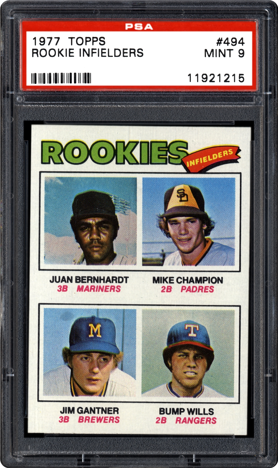 1977 Topps Rookie Infielders (Juan Bernhardt/Mike Champion/Jim